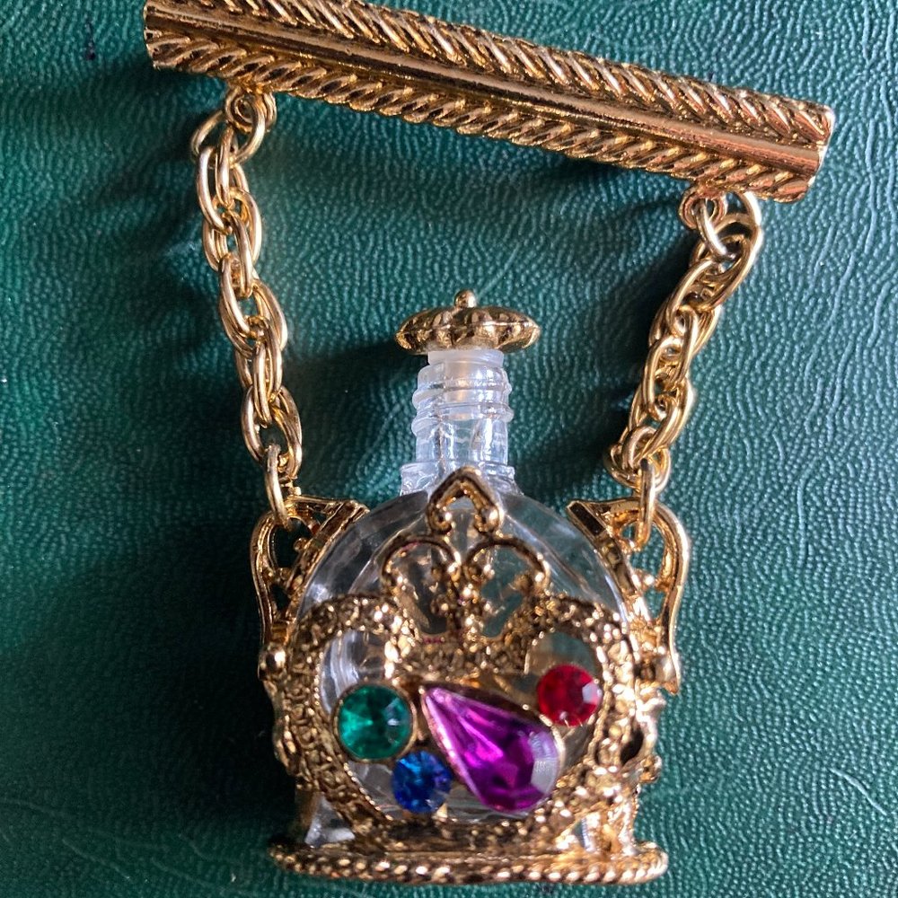 Two-Sided Gem studded Perfume Bottle Brooch